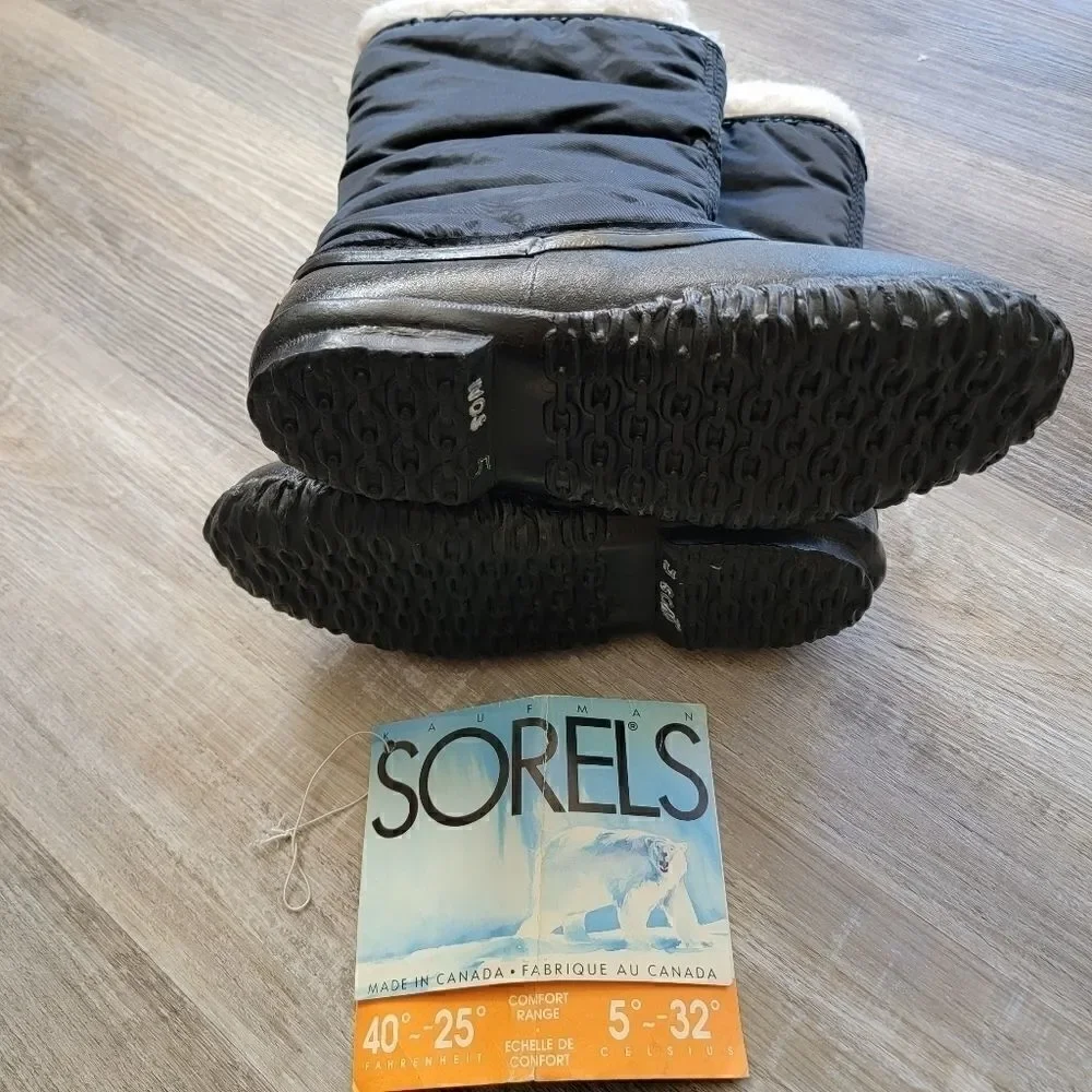 VINTAGE Kaufman Sorel Black Boots size 5 NWT